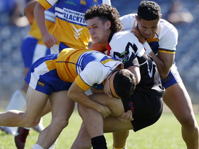 DAILY TELEGRAPH AUGUST 17, 2022. BlakeHovi during the quarter-final game between Patrician Brothers Blacktown and Erindale College in the NRL Schoolboys Cup at Campbelltown Sports Stadium.Picture: Jonathan Ng