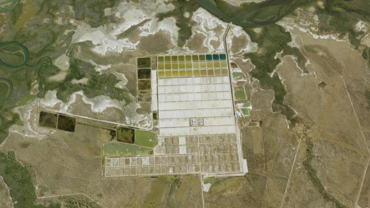 An aerial view of Tassall Group's prawn farm at Proserpine. Picture; State of Queensland