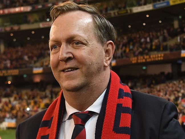 Chairman of the Demons Glen Bartlett is seen after the First Semi Final between the Hawthorn Hawks and the Melbourne Demons in Week 2 of the AFL Finals Series at the MCG in Melbourne, Friday, September 14, 2018. (AAP Image/Julian Smith) NO ARCHIVING, EDITORIAL USE ONLY