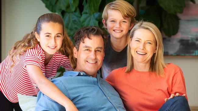 Former golfer and now sports radio host Mark Allen with wife Tricia and children Olivia and Kelly. Picture: Mark Stewart