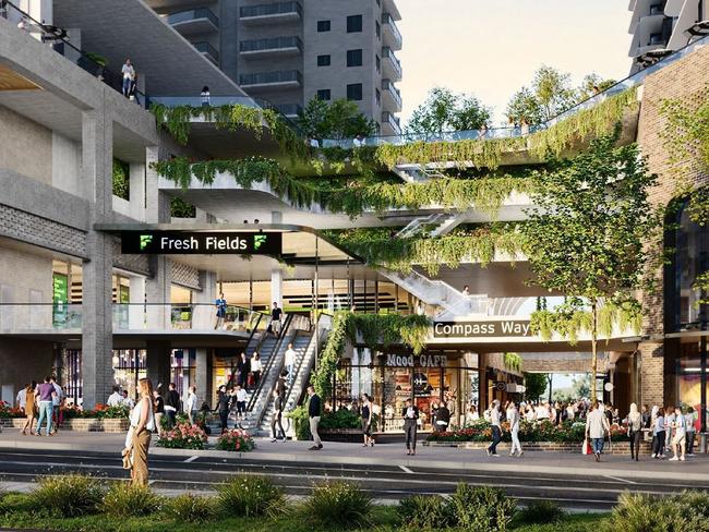 An artist’s impression of a retail sector planned for the Compass Centre redevelopment.