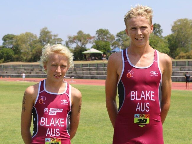 Brady, 13, and Lachlan Blake, 17, at the Super Sprint Race Weekend at Runaway Bay December 12-15