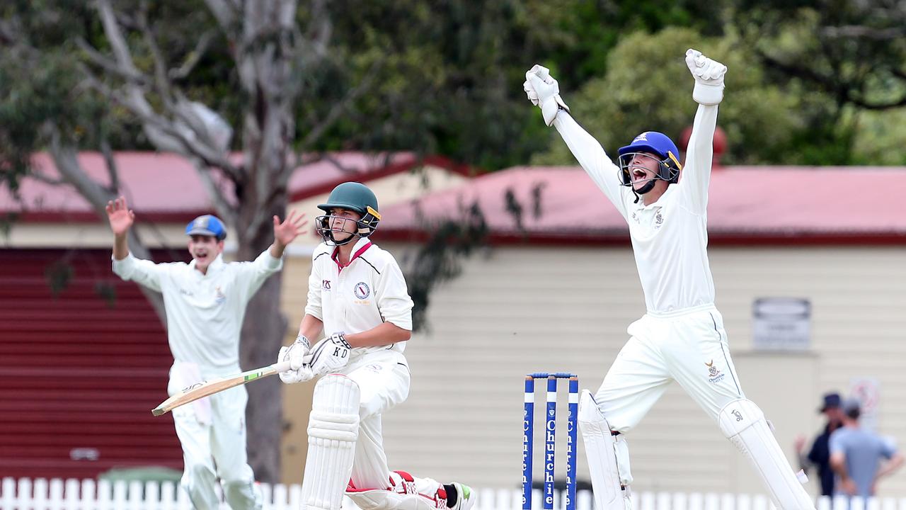 Churchie keeper Draper appeals. Picture by Richard Gosling