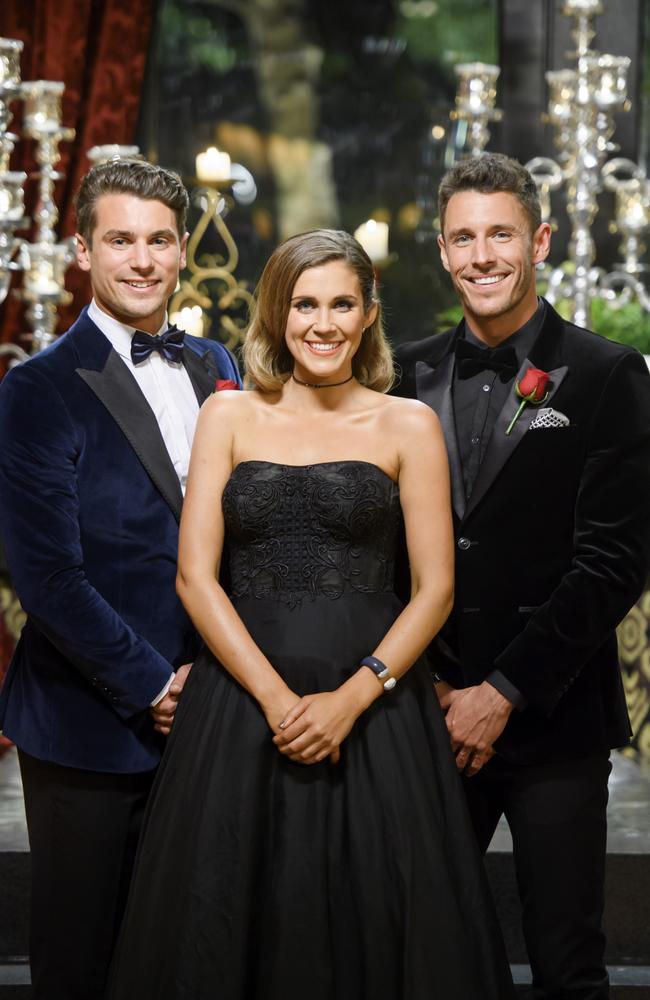 Final heartbreak...Matty Johnson, with The Bachelorette Georgia Love and her beau Lee Elliott.