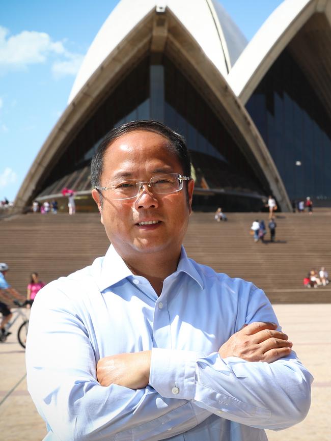 YuHu chairman Huang Xiangmo pictured at the Sydney Opera House. Picture: Renee Nowytarger