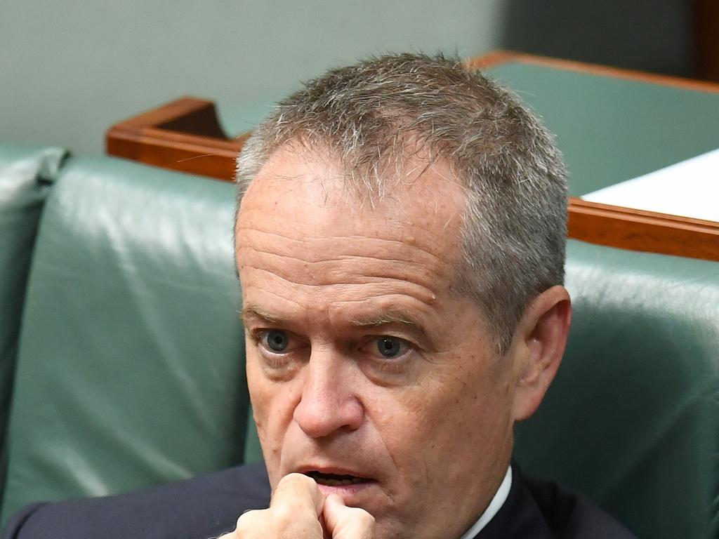 Leader of the Opposition Bill Shorten reacts during a motion to suspend standing orders calling for government intervention for the dairy industry in the House of Representatives at Parliament House in Canberra, Wednesday, February 20,  2019. AAP Image/Dean Lewins) NO ARCHIVING