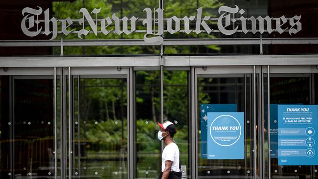 The New York Times building. Batya Ungar-Sargon shows how Times journalists have used Twitter to build audiences for their stories but also used it to enforce an ideological line at the paper. Picture: AFP