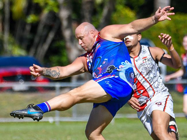 Centrals Trinity Beach Bulldgos player Luke James has played his last AFL Cairns game on Saturday, kicking 5 goals against the Cairns Saints. Picture: Brendan Radke