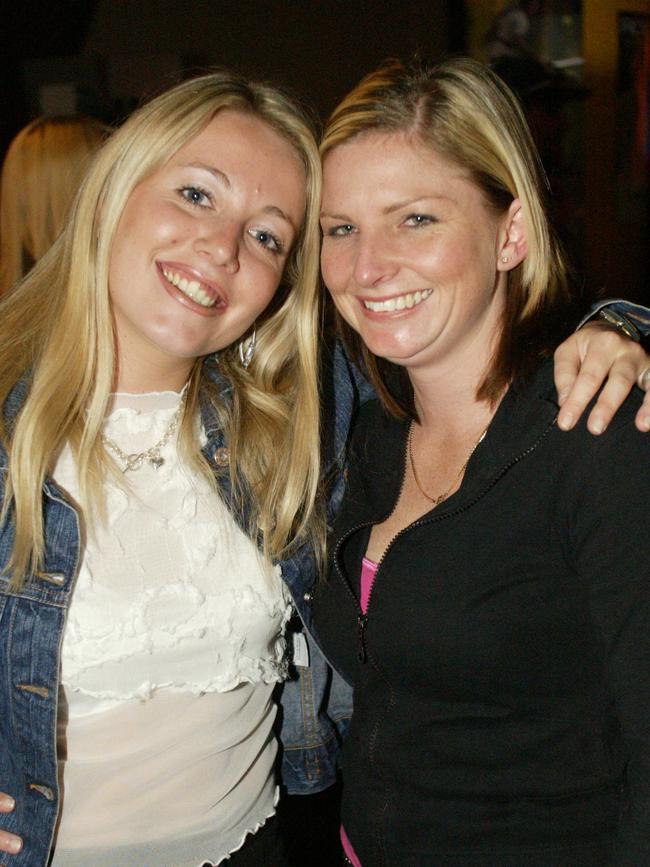 Caroline Peters and Stacey Hill at Surfers Paradise Beer Garden in 2004.