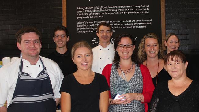 Johnny’s is a beloved Evans Head cafe/restaurent and even won Richmond Valley Business Awards Excellence in Social Enterprise in 2011. Pictured here is the staff at the time including Chris Greaves (Trainee), Sheldon Wicks (Head Chef), Josie Harvey (Barista), Theresa Bredhauer ( Barista)Front Row L-R: Zac Vandervegt (Chef), Laani Winkler - Harding (Barista), Tessa Parker (Social Enterprise Coordinator), Libby Forrester (Barista)