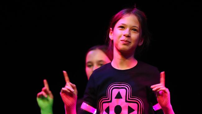 Manifold Height Primary school dancers performing in the Geelong Schools Music and Movement Festival. Picture: Alison Wynd