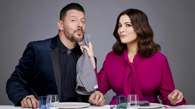 MKR judge, Nigella Lawson and Manu Feildel. Supplied by Channel 7.