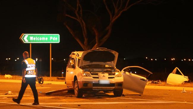 Police believe a tip truck smashed into the rear of the car. Picture: Yuri Kouzmin