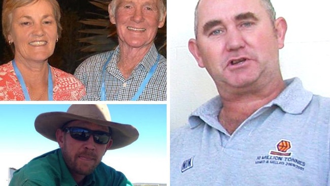 Darryl Valroy Young (right) is charged with murdering family members Maree and Mervyn Schwarz (top left) and Maree’s son Gragam Tighe (bottom left) on August 4, 2022 at Bogie.