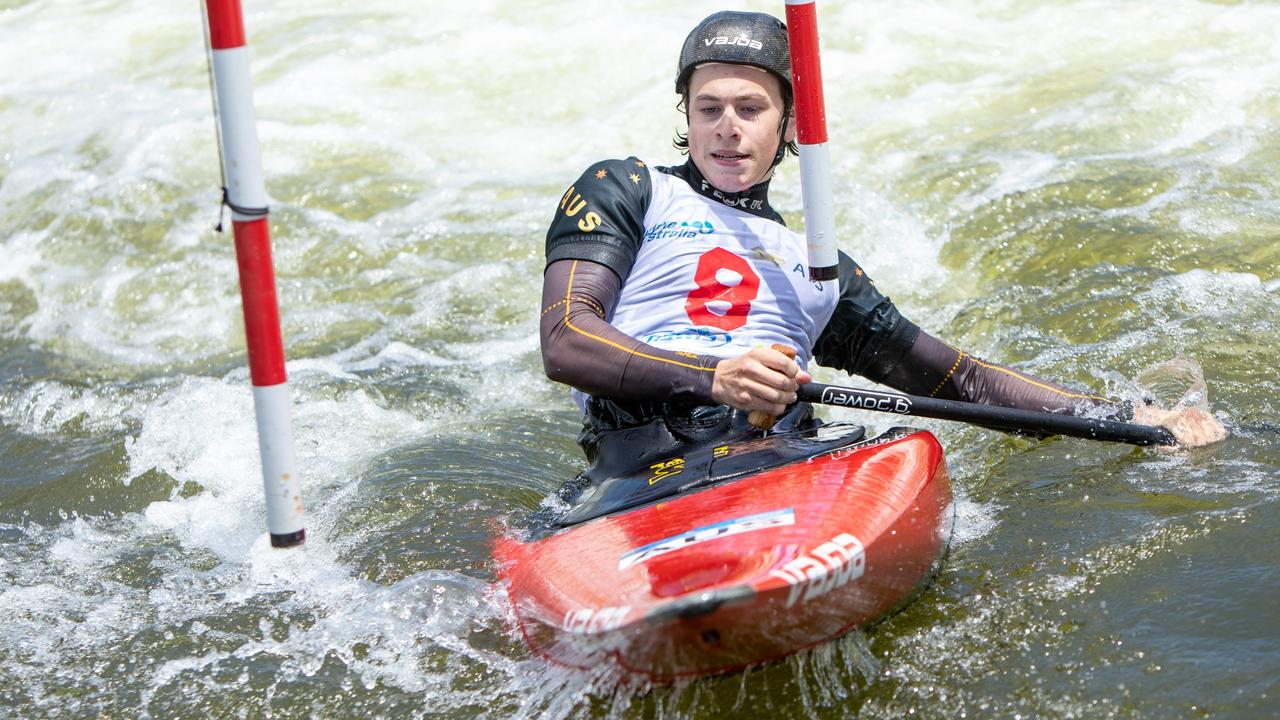 Young canoe slalom paddler Mark Crosbee.