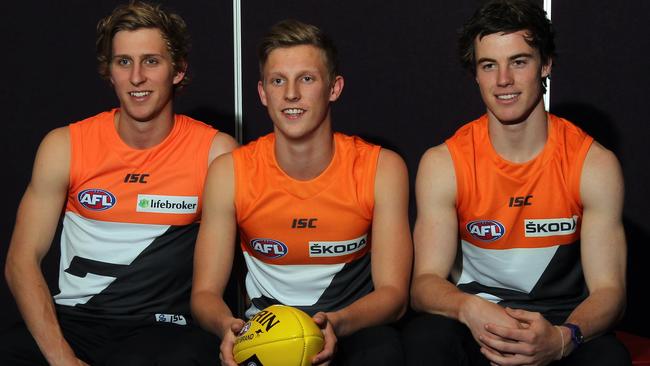 GWS Giants’ top-three picks from 2012 — Jonathon O'Rourke, Lachie Whitfield and Lachie Plowman.