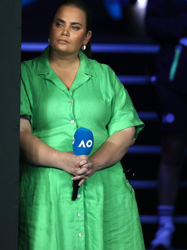 Tennis commentator Jelena Dokic at the Australian Open. Picture: Michael Klein