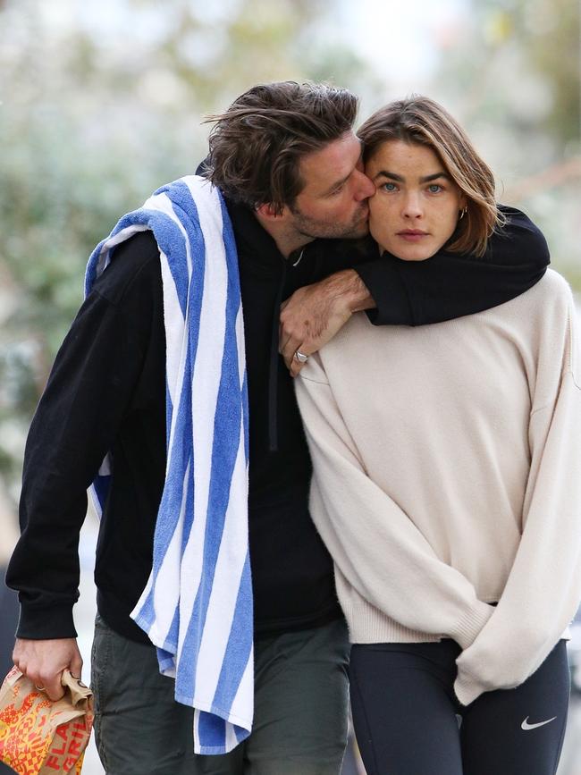 Bambi Northwood-Blyth with her new boyfriend in Bondi. Picture: Backgrid Australia