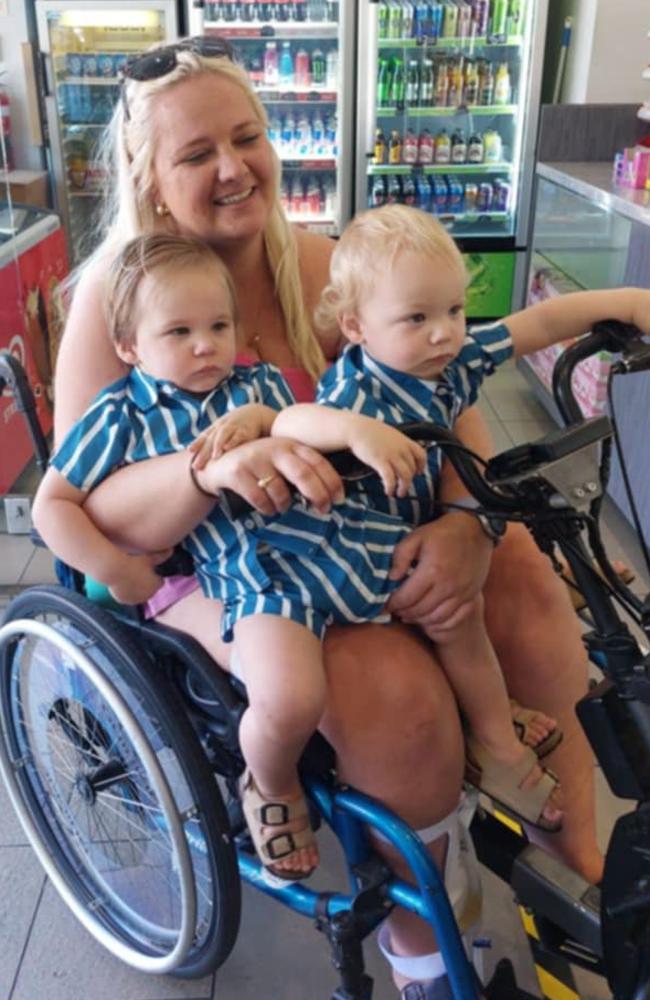 Elia Bruce and the twins out and about. Picture: Supplied/NewsLocal