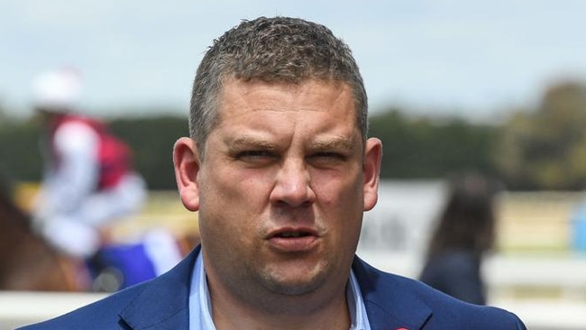 Trent Busuttin (pictured) and training partner Natalie Young have found the perfect first-up assignment for Xtra Stormy at Pakenham on Thursday night. Picture: Racing Photos via Getty Images