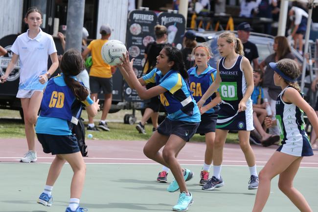 The Netball Qld Primary Schools Cup grand finals are being held at the Hinterland District Netball Association at Mudgeeraba. Picture: Mike Batterham.