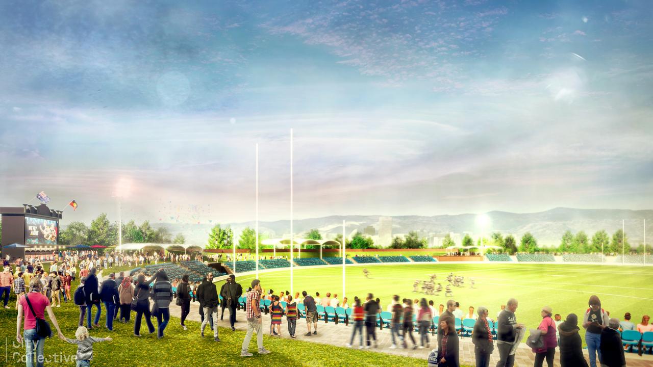 Adelaide Crows artist impressions of their new base at Thebarton Oval – Hill CREDIT: City Collective