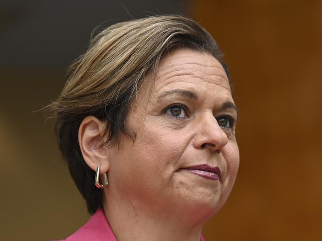 CANBERRA, AUSTRALIA, NewsWire Photos. JANUARY 24, 2024: The Prime Minister, Anthony Albanese and Minister for Communications, Michelle Rowland announce the new ABC Chair Kim Williams at Parliament House in Canberra. Picture: NCA NewsWire / Martin Ollman