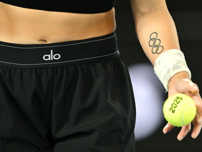 Renata Zarazua's Olympic rings tattoo. Picture: Hannah Peters/Getty Images