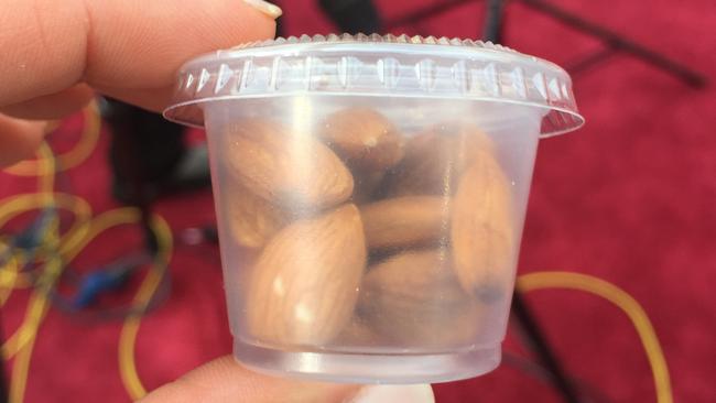 A portion of almonds: Hollywood style. Picture: Edwina Bartholomew