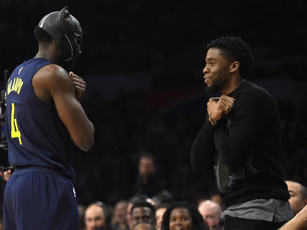 Boseman with Oladipo in the 2018 dunk contest.