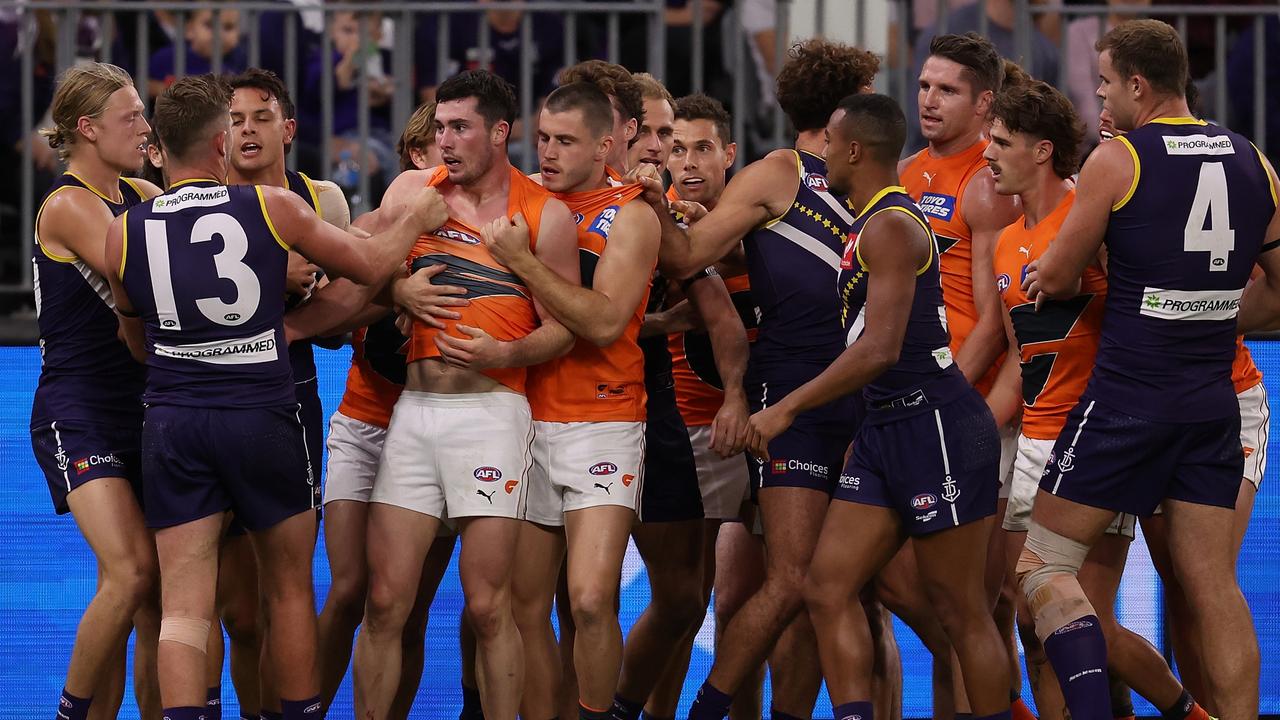 Tensions threatened to boil over at Optus Stadium. (Photo by Paul Kane/Getty Images)