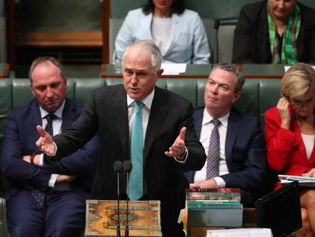 Malcolm Turnbull in Question Time in the House of Representatives in Canberra. Picture Kym Smith