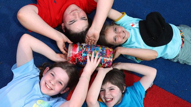 Ellie, 11, Timothy, 12, Pippa, 10 and Jet, 9, all live with type 1 diabetes, and their teachers and classmates help to support them. Picture: Alison Wynd