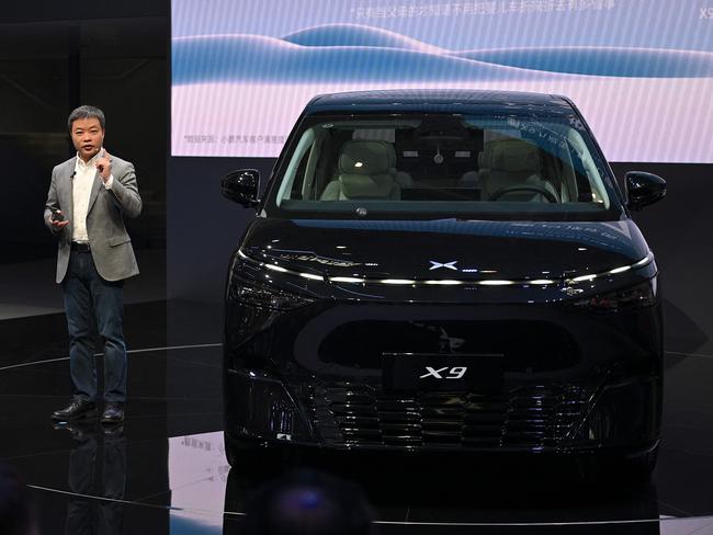 He Xiaopeng, CEO of Chinese electric vehicle maker Xpeng, speaks during a launch event at the Beijing Auto Show in Beijing in April. Picture: AFP
