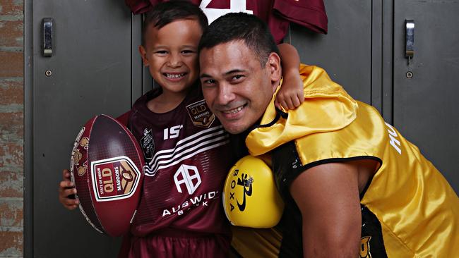 Justin with son and “rising star” Carter. Image: Annette Dew