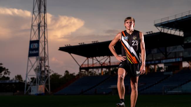 AFL Draft hopeful and Southern Districts star Brodie Lake at TIO Stadium. Picture: Che Chorley