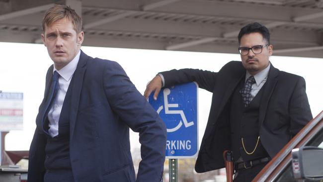 Alexander Skarsgard and Michael Pena in police thriller War on Everyone.