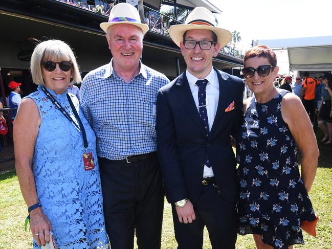 Leanne Montgomerie, Des O'Keefe, Scott Leckey and Jane Perry celebrate I’m Too Hot winning the Seppelt Montogomerie Lightning Plate. Picture: KATRINA BRIDGEFORD