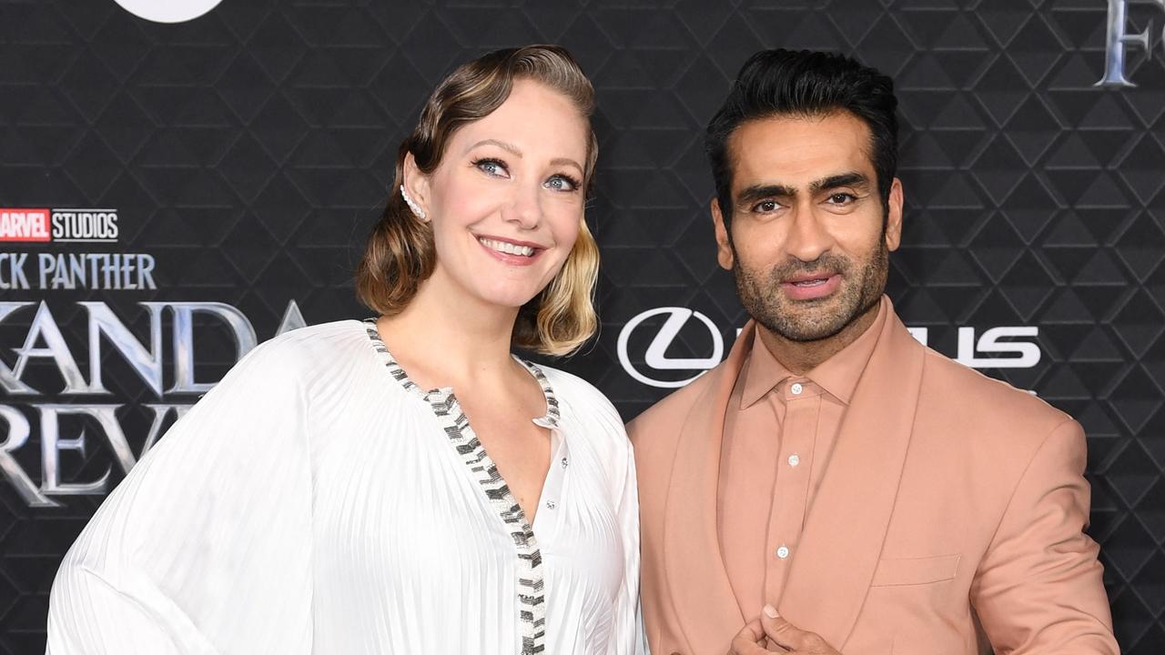 Kumail Nanjiani and wife US writer Emily V Gordon at the world premiere of Marvel Studios' Black Panther: Wakanda Forever in Hollywood, last month. Picture: Valerie Macon/AFP