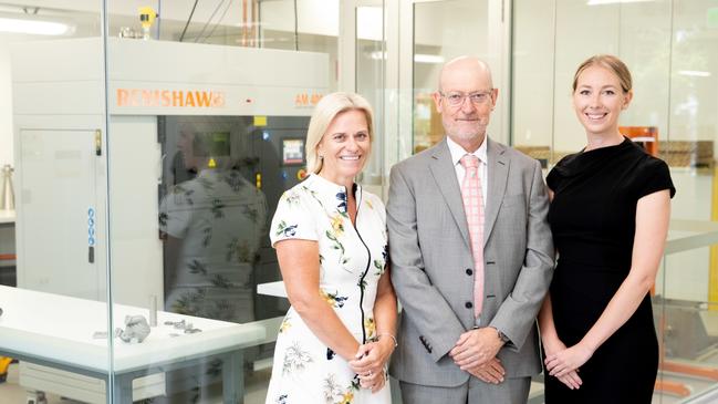 Di Dixon, Project Director, Gold Coast Health &amp; Knowledge Precinct, with Acting Deputy Vice Chancellor Griffith University Ned Pankhurst and Materialise Australia Business Manager Madeleine McIntyre.