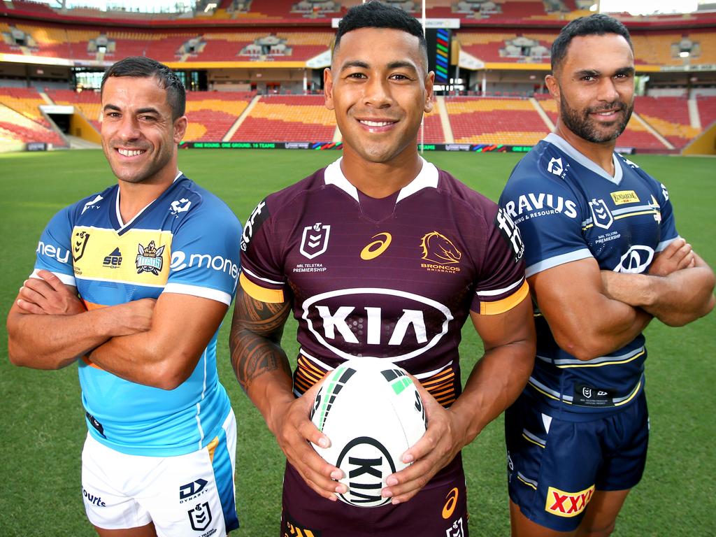 Jamayne Isaako of the Dolphins celebrates a try during the NRL Round 12  match between the Redcliffe Dolphins and the Melbourne Storm at Suncorp  Stadium in Brisbane, Saturday, May 20, 2023. (AAP