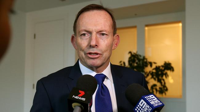 *******  NO BYLINE ***** Tony Abbott arriving for a Business leaders meeting with coalition backbenchers about the National Energy Guarantee at Parliament House in Canberra. *******  NO BYLINE *****