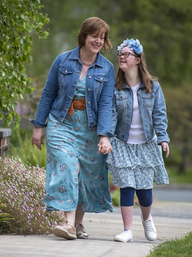 Gayle Ashdowne with her daughter Sophie, 15, at home in Wantirna. Picture: Andy Brownbill