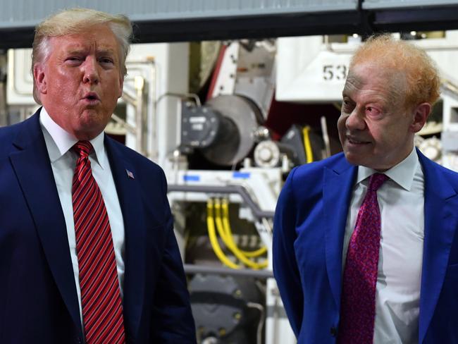 US President Donald Trump and billionaire  Anthony Pratt at the opening of Pratt Paper Plant in Wapakoneta, Ohio, United States, Sunday, September 22, 2019. (AAP Image/Mick Tsikas) NO ARCHIVING