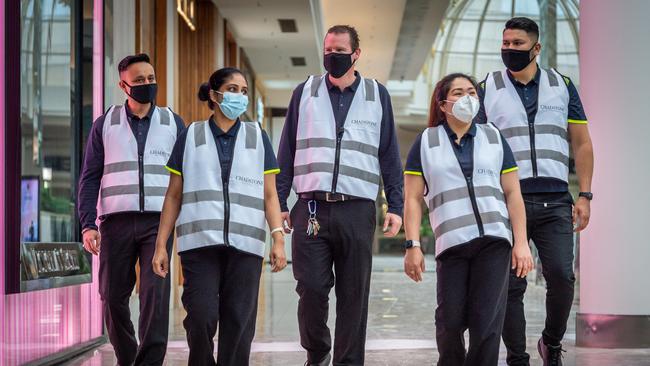 Chadstone Covid staff prepare for reopening. Picture: Jake Nowakowski