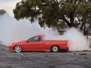 People have posted videos of cars doing burnouts around Hobart to social media. Source: Screenshot from TikTok