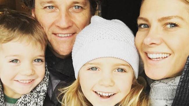 Natalie Bassingthwaighte with her family, husband Cam, daughter Harper and son Hendrix. Picture: Supplied/Instagram