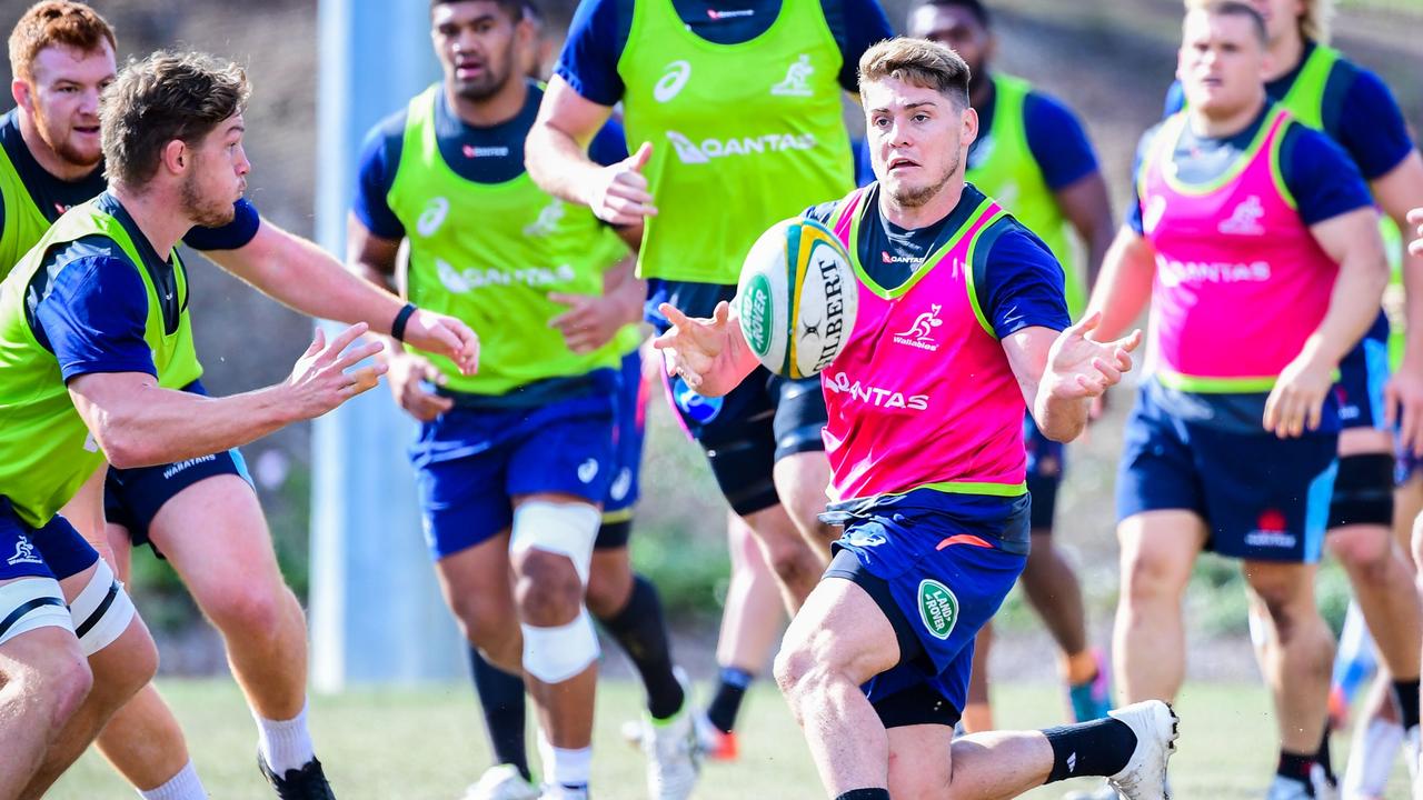James O'Connor joins in attack drills at a Wallabies hopefuls camp in Brisbane.