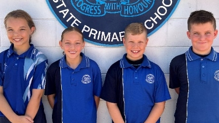 Raceview State School Captains, Airlie McClear, Braxton Cumming, Ashley Petersen, Chloe Byrnes, Picture: Contributed