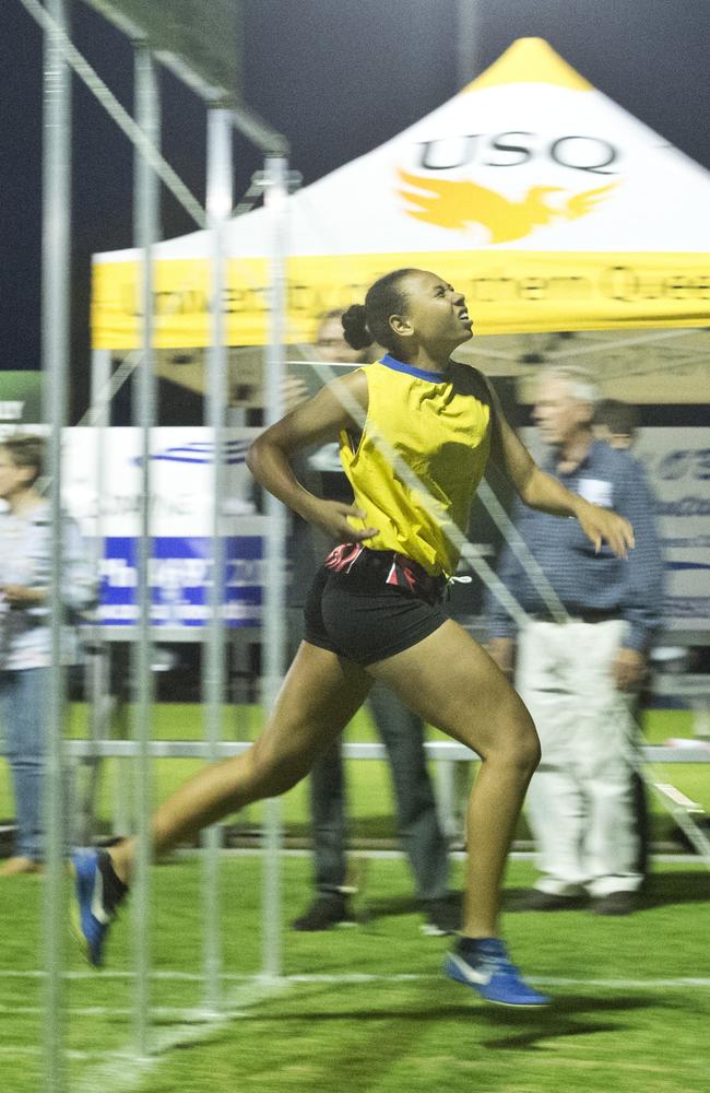 Dianne Waight wins the women's 300m final at last year's Postle Gift meeting.